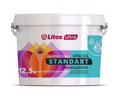 Краска акриловая моющаяся LITOX ULTRA STANDART (12,5кг)