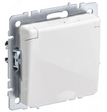 BRITE Розетка с заземлением с защитными шторками и крышкой 16А IP44 РСбш10-3-44-БрБ белый