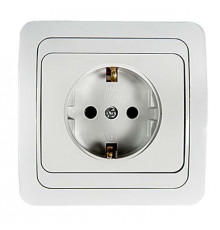 Розетка 1-м СП Валентина РС16-635 16А IP20 с заземл.бел. Кунцево 7653