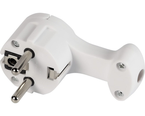 ⭐️⭐️⭐️ ▷【Вилка Smartbuy угловая плоская (8мм) с/з с кольцом белая 16А 250В (SBE-16-P11-w)】, Вилки